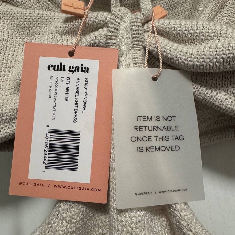 NWT Cult Gaia Off White Annabel Knit Mini Dress Size Large - Picture 4 of 8